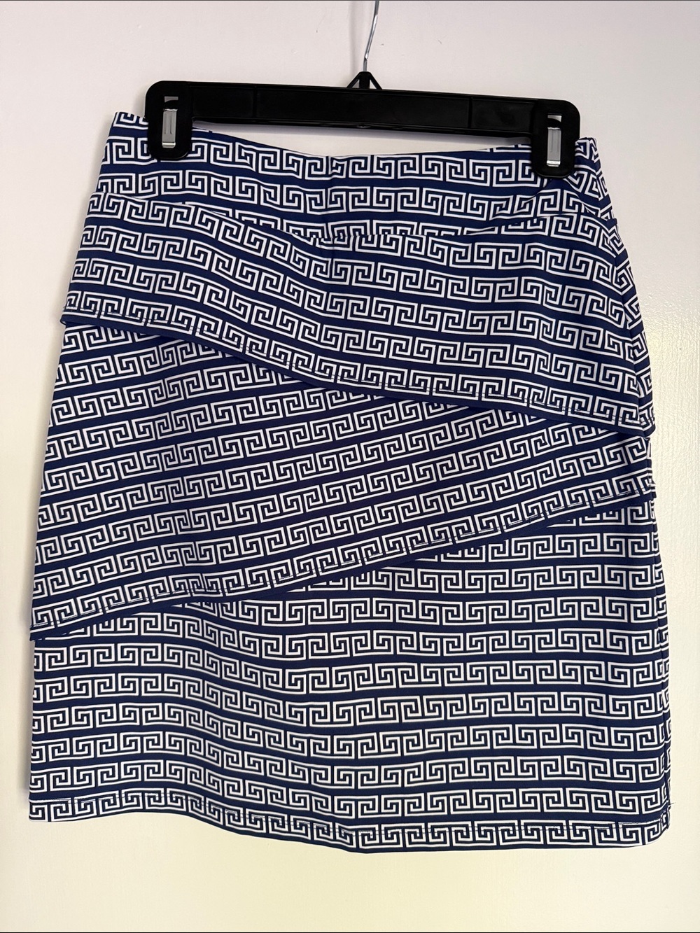 J. McLaughlin Navy and White Geometric Layered Skirt